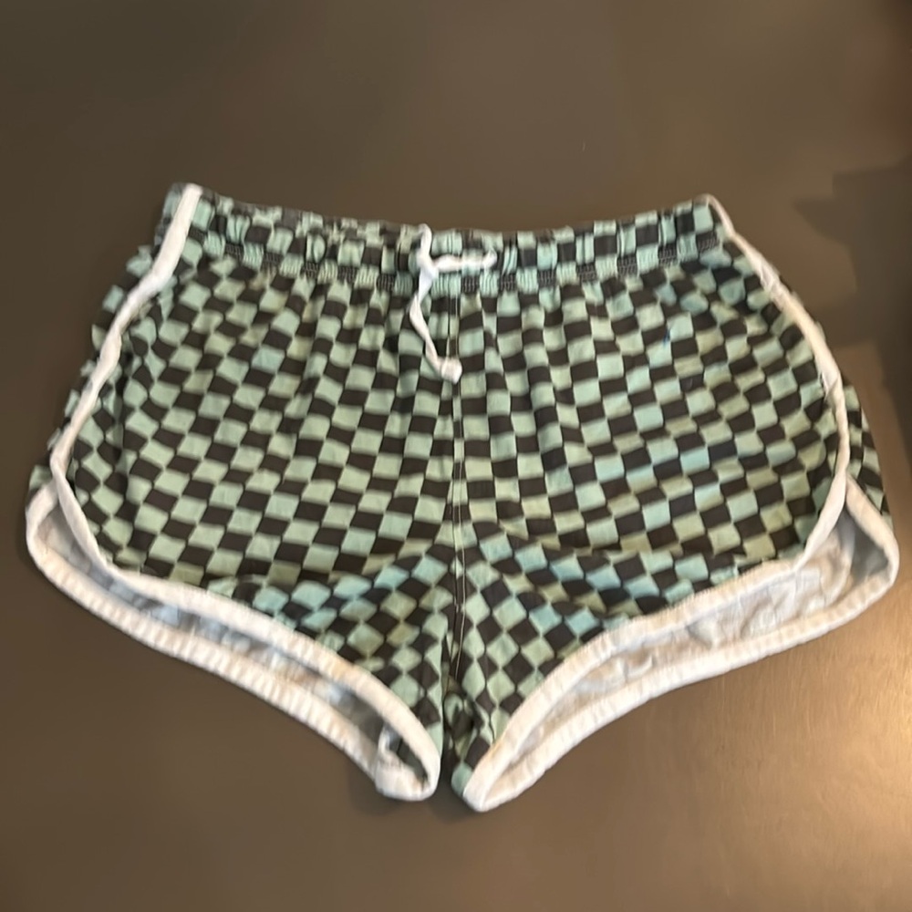 Melrose And Market Checkered black and green shorts